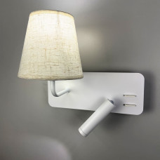 Біле праве бра із плафоно-абажуром та спотом на 2 вимикачі | Line F | Арт. WJ081/2 R WT 