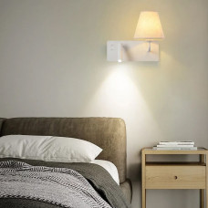 Біле праве бра із плафоно-абажуром та спотом на 2 вимикачі | Line F | Арт. WJ081/2 R WT 