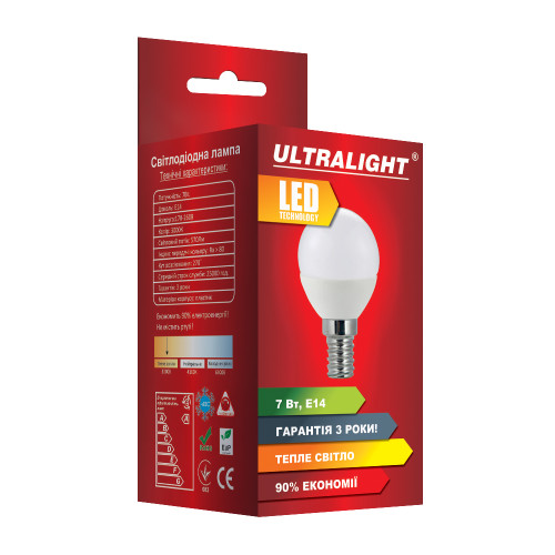 LED лампа LED UL P45-7W-Y E14