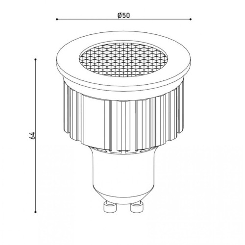 Лампа LED GU10 5WCOB 2700К 450Lm HONEYCOMB FILTER DIM KLOODI KDGU10-HC 5WCOB 2.7K 36D BK DIM