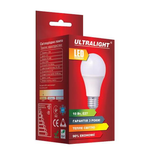 LED лампа LED UL A60-10W-Y E27