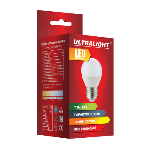 LED лампа LED UL G45-7W-Y E27