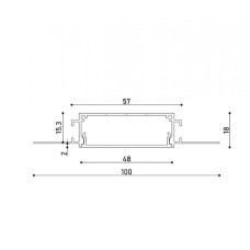 LED профіль врізний під шпаклівку з розсіювачем PC, 3м KLOODI KLP5020TR 3