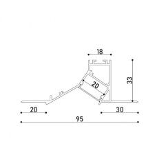 LED профіль врізний під шпаклівку з розсіювачем PC, 3м KLOODI KLP9534 3 WH
