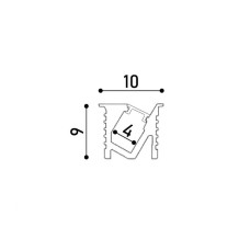 LED профіль врізний з розсіювачем PC, 2м KLOODI KLP0910 2 BK