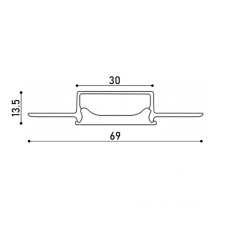 LED профіль врізний, гнучкий з розсіювачем PC, 3м KLOODI KLPB6930TR 3