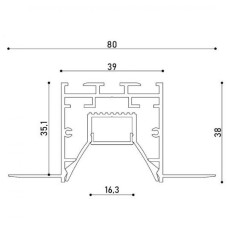LED профіль врізний під шпаклівку+вставка чорна "антиблік", 2м KLOODI KLP165 2