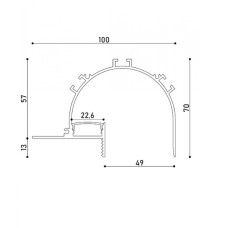 LED профіль врізний, ефект "тіньового шва" з розсіювачем PC, 2м KLOODI KLP10068 2