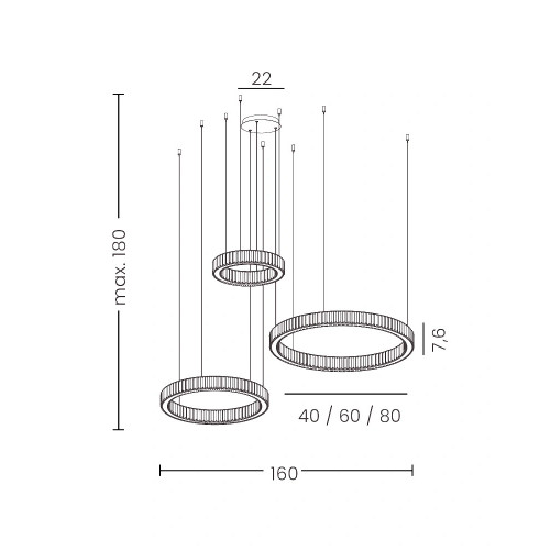 Люстра Azzardo AZ5795 Spark LED 3x144W 3000K 7840Lm IP20 хром