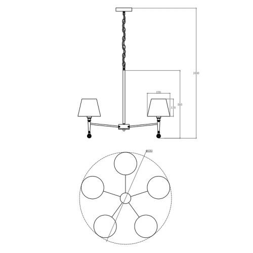 Люстра Edlin PL321168-5 Natano E14 5x12W IP20 хром