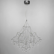 Дизайнерская невесомая серебряная люстра d80 см | Line F | Арт. MJ158-800 CH 