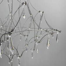 Дизайнерская невесомая серебряная люстра d80 см | Line F | Арт. MJ158-800 CH 