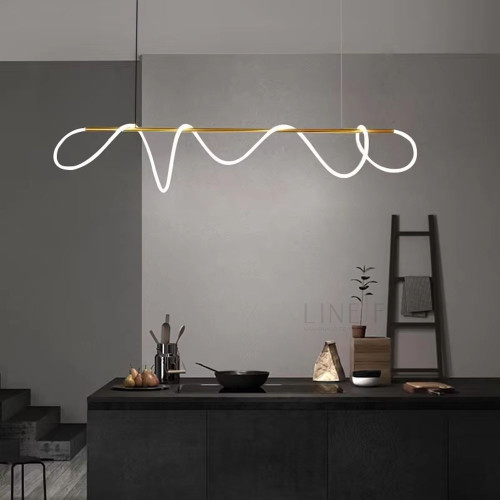 Латунна видовжена люстра з гнучкою LED стрічкою 170 см | Арт. Y 410-1500 AB | Line F