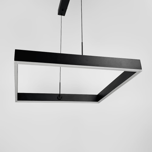 Черная люстра с подвесным квадратом 60 см | Line F | Арт. MJ223-600 BK 