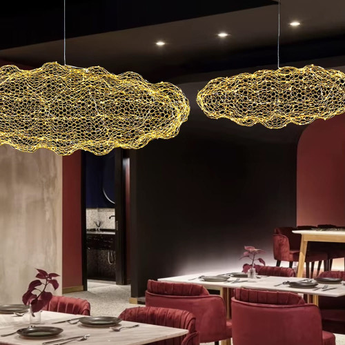 Декоративная люстра-облачка LED CLOUD в золотом корпусе 120х65 см | Line F | Арт. MJ83-1200 GD 