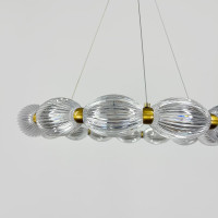 Led люстра с прозрачными рельефными шариками в латунном кольцевом корпусе Ø 58 см | Line F | Арт. MJ343-580 AB+CL 