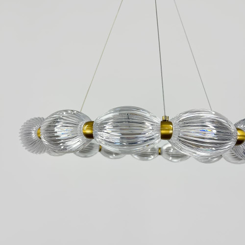 Led люстра с прозрачными рельефными шариками в латунном кольцевом корпусе Ø 58 см | Line F | Арт. MJ343-580 AB+CL 