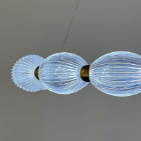 Led люстра с прозрачными рельефными шариками в латунном кольцевом корпусе Ø 58 см | Line F | Арт. MJ343-580 AB+CL 