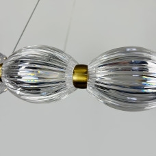 Led люстра с прозрачными рельефными шариками в латунном кольцевом корпусе Ø 68 см | Line F | Арт. MJ343-680 AB+CL 