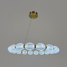 Led люстра с прозрачными рельефными шариками в латунном кольцевом корпусе Ø 68 см | Line F | Арт. MJ343-680 AB+CL 