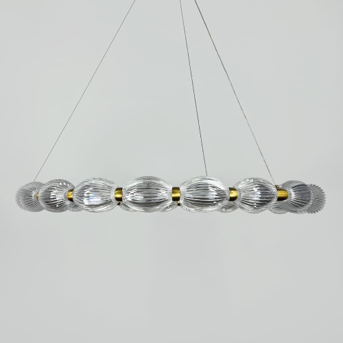 Led люстра с прозрачными рельефными шариками в латунном кольцевом корпусе Ø 78 см | Line F | Арт. MJ343-780 AB+CL 