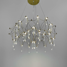 Дизайнерская невесомая золотая люстра с хрусталем Ø 65 см | Line F | Арт. MJ203-600 Titanium 