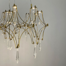 Дизайнерская невесомая золотая люстра с хрусталем Ø 65 см | Line F | Арт. MJ203-600 Titanium 