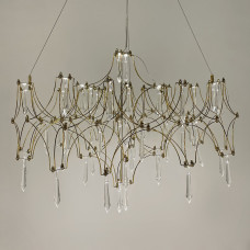 Дизайнерская невесомая золотая люстра с хрусталем Ø 70 см | Line F | Арт. MJ203-730 Titanium 
