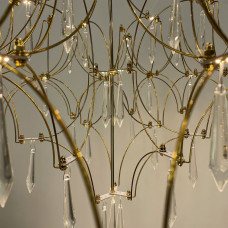 Дизайнерская невесомая золотая люстра с хрусталем Ø 70 см | Line F | Арт. MJ203-730 Titanium 