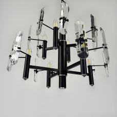 Двухъярусная люстра с удлиненными камнями на 8 ламп Ø 65 см | Line F | Арт. MD2008-4+4B 