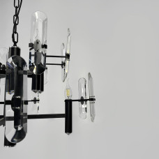 Двухъярусная люстра с удлиненными камнями на 8 ламп Ø 65 см | Line F | Арт. MD2008-4+4B 