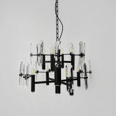 Двухъярусная люстра с удлиненными камнями на 8 ламп Ø 65 см | Line F | Арт. MD2008-4+4B 