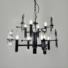 Двухъярусная люстра с удлиненными камнями на 8 ламп Ø 65 см | Line F | Арт. MD2008-4+4B 