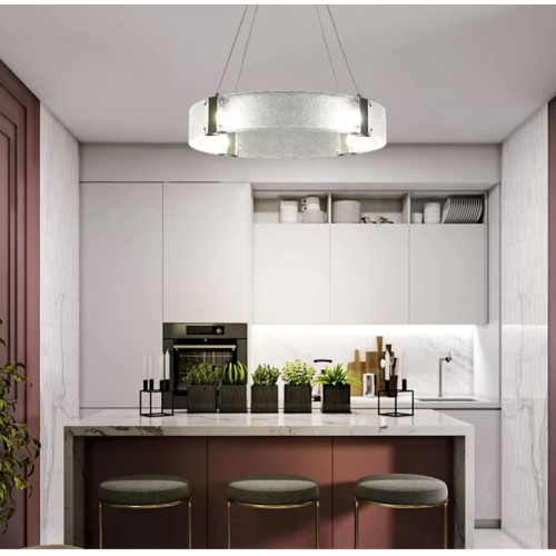 Дизайнерська LED люстра з фактурним склом Line.F  Діаметр 60см