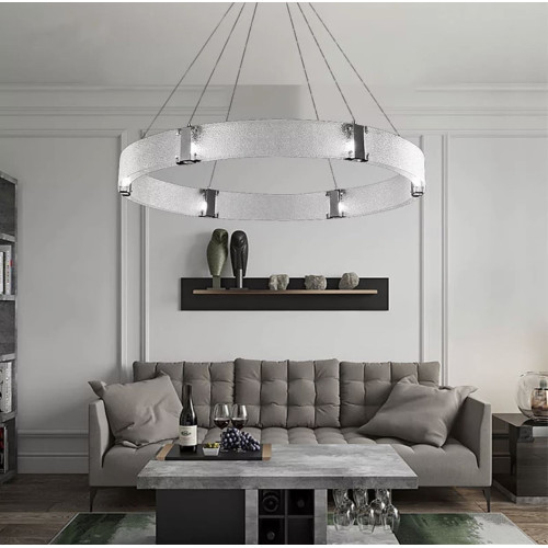 Дизайнерська LED люстра з фактурним склом Line.F  Діаметр 60см