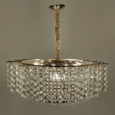 Изысканная золотая люстра с хрустальными подвесками Ø 55 см | Line F | Арт. 567-600 