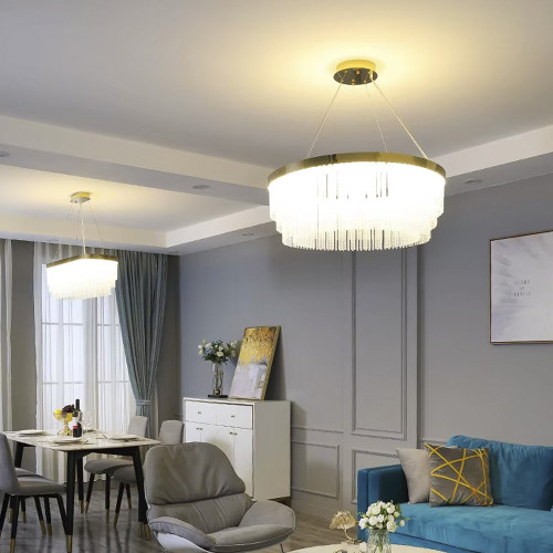 Изысканная подвесная LED люстра в латунном корпусе Ø 60 см | Line F | Арт. M221-600 GD 
