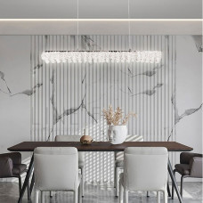 Видовжена кришталева люстра в хромі 80х5 см | Арт. 33038L-850*50 CH | Line F