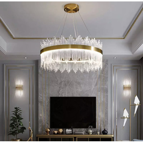 Подвесная LED люстра в изысканном латунном каркасе Ø 50 см | Line F | Арт. J881-500 AB 