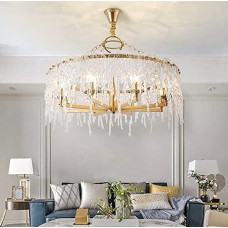 Дизайнерская люстра с прозрачными стеклянными пластинами Ø 80 см | Line F | Арт. D1522-800 