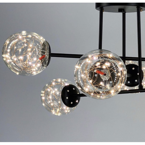 Черная LED люстра на 6 прозрачных плафонов со встроенными светодиодами | Line F | Арт. K26/6 BK 