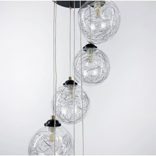 Подвесной светильник Transparent Bubbles на 7 плафонов с металлической нитью | Line F | Арт. 371/7 