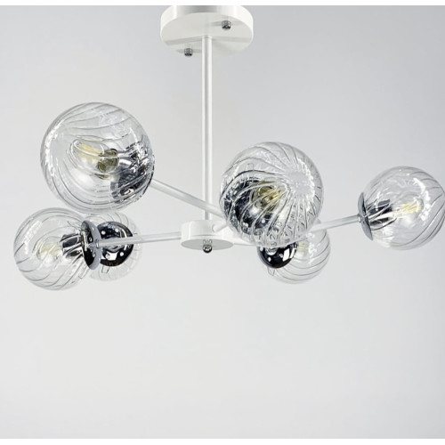 Стельова люстра на 6 плафонів в білому корпусі | Арт. 8122/6 WT | Line F