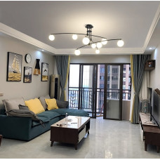 Aure – современная подвесная люстра в черном каркасе | Line F | Арт. SGJ8/9 BK 