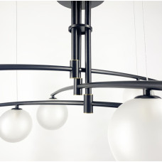 Aure – современная подвесная люстра в черном каркасе | Line F | Арт. SGJ8/9 BK 
