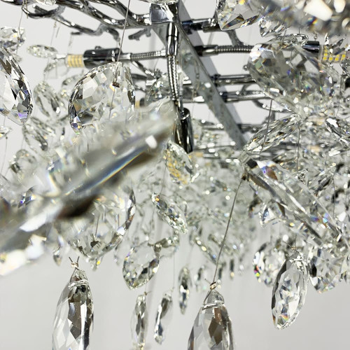 Удлиненная серебряная люстра DIAMINA с хрустальными камнями в корпусе 150 см | Line F | Арт. 33007-L1500*400 CH 