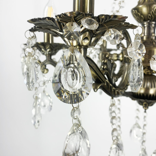 Підвісна кришталева люстра Crystal Life у бронзовому корпусі на 6 ламп Line.F 11549/6