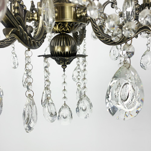 Підвісна кришталева люстра Crystal Life у бронзовому корпусі на 6 ламп Line.F 11549/6