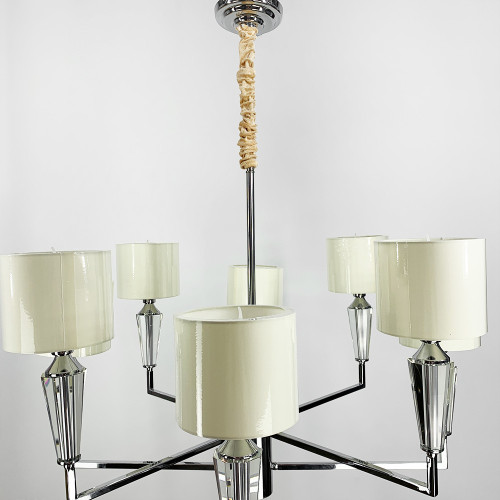 Классическая хромовая люстра с круглыми абажурами | Line F | Арт. AT30/8 
