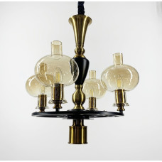 Классическая подвесная люстра с 5 янтарными плафонами | Line F | Арт. ZL1570/4 A 